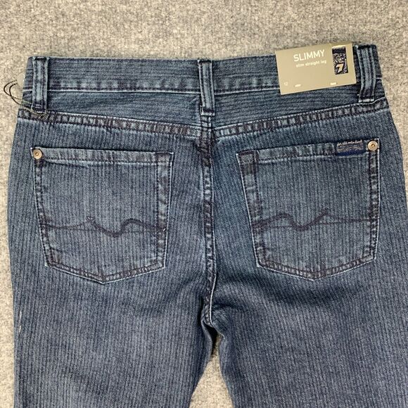 7 For All Mankind Slimmy Jeans Youth Boys 12 Slim Straight Leg Striped Stretch - Picture 10 of 14